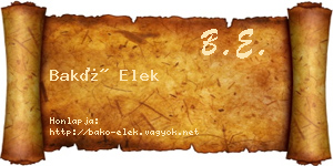 Bakó Elek névjegykártya